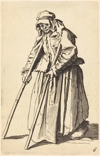 Beggar Woman with Crutches, by French 17th Century