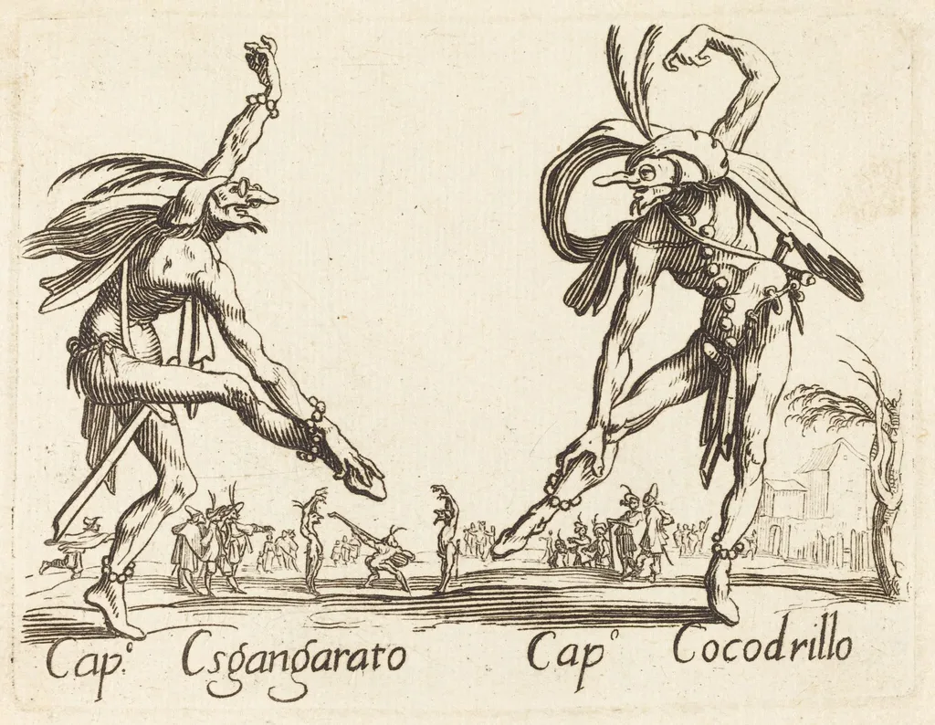 Cap. Esgangarato and Cap. Cocodrillo, by French 17th Century, ink, 1622
