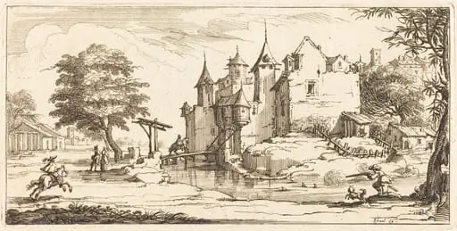 Chateau with a Drawbridge, by French 17th Century