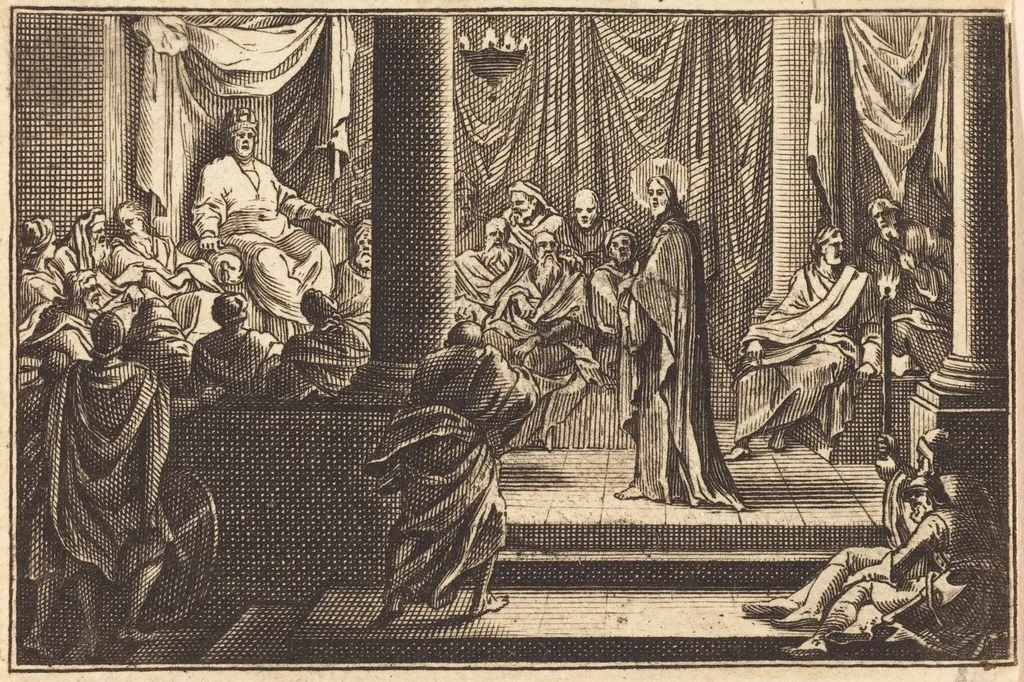 Christ before Caiaphas, by French 17th Century, ink, 1650