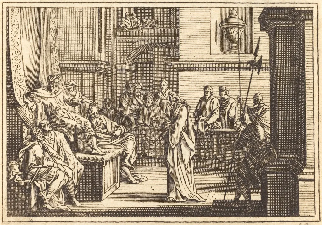 Christ before Herod, by French 17th Century, ink, 1650