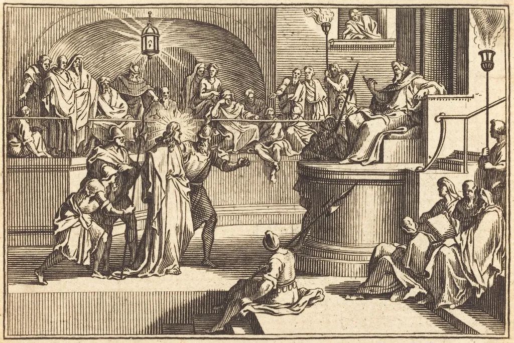 Christ before Pilate, by French 17th Century, ink, 1650