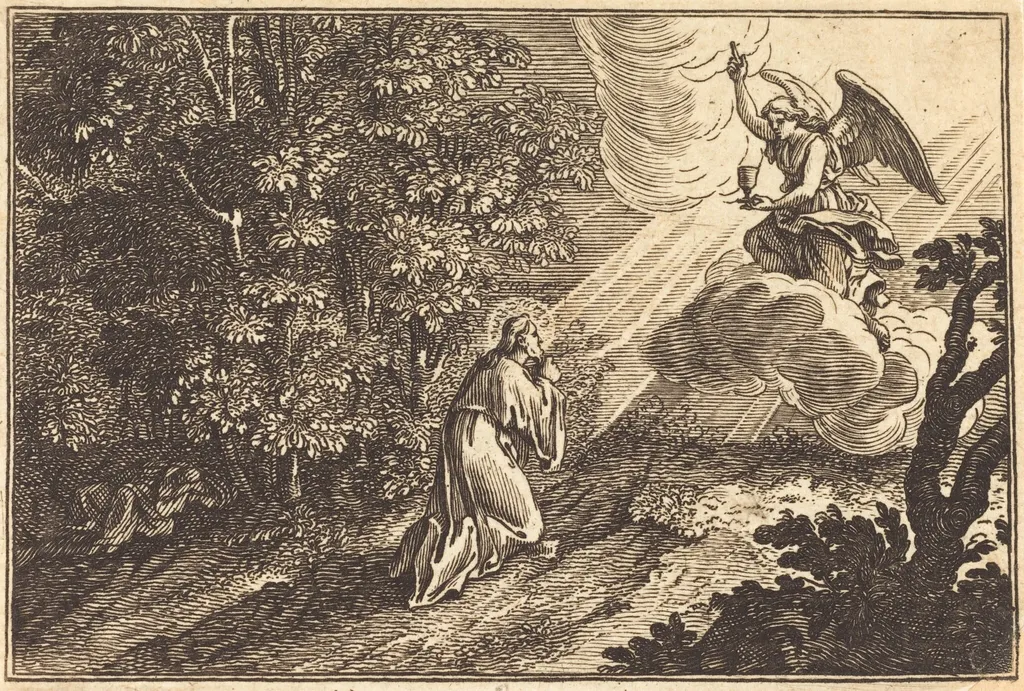 Christ Praying on the Mount of Olives, by French 17th Century, ink, 1650