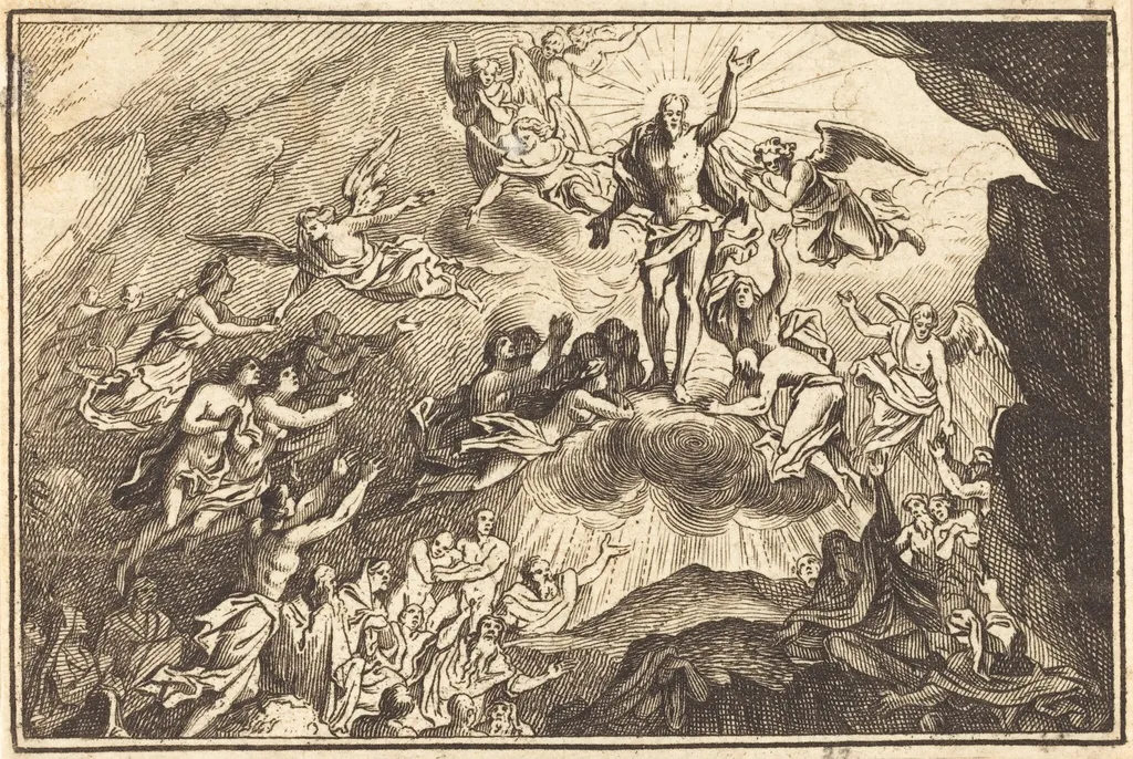 Descent into Limbo, by French 17th Century, ink, 1650