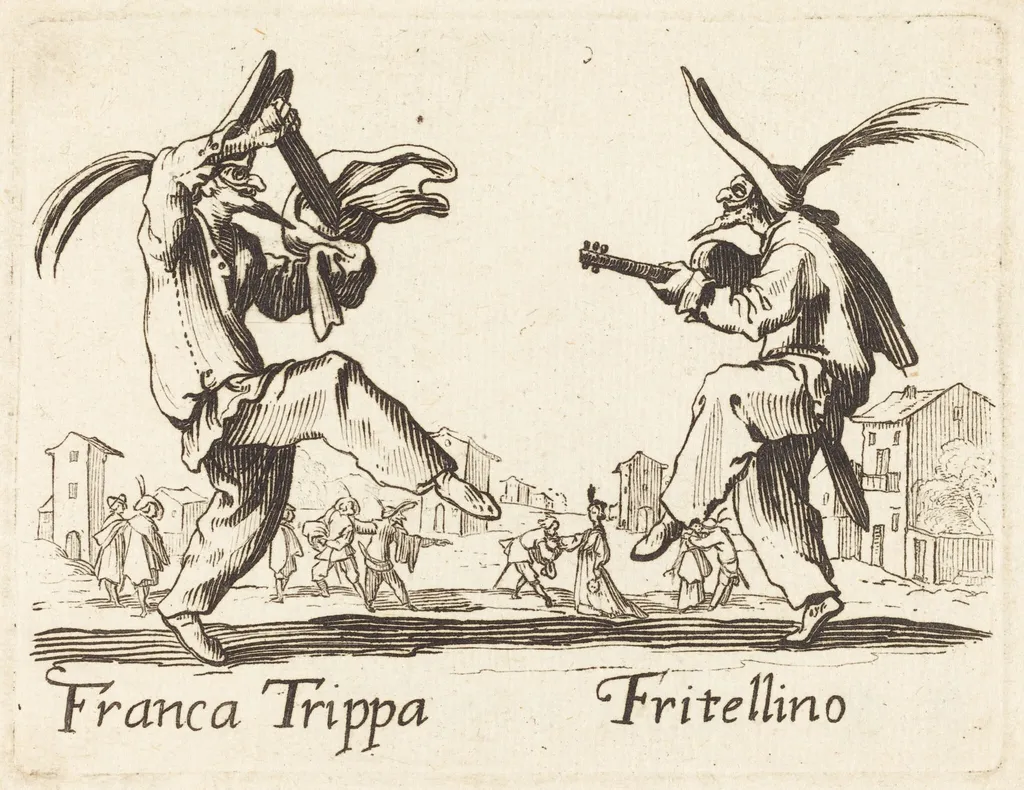 Franca Trippa and Fritellino, by French 17th Century, ink, 1622