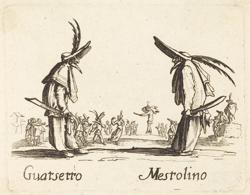 Guatsetto and Mestolino, by French 17th Century, ink, 1622