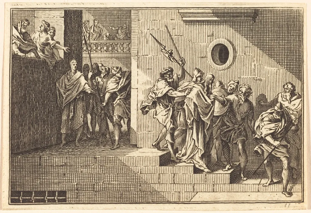 Herod Sending Christ back to Pilate, by French 17th Century, ink, 1650