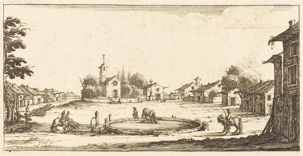 Landscape, by French 17th Century, ink, 1635