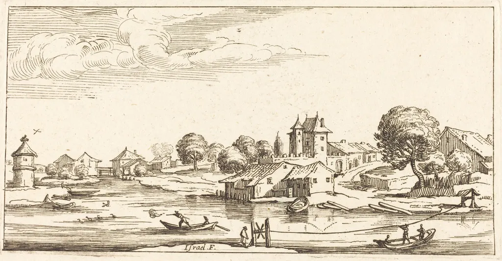 Landscape, by French 17th Century, ink, 1635