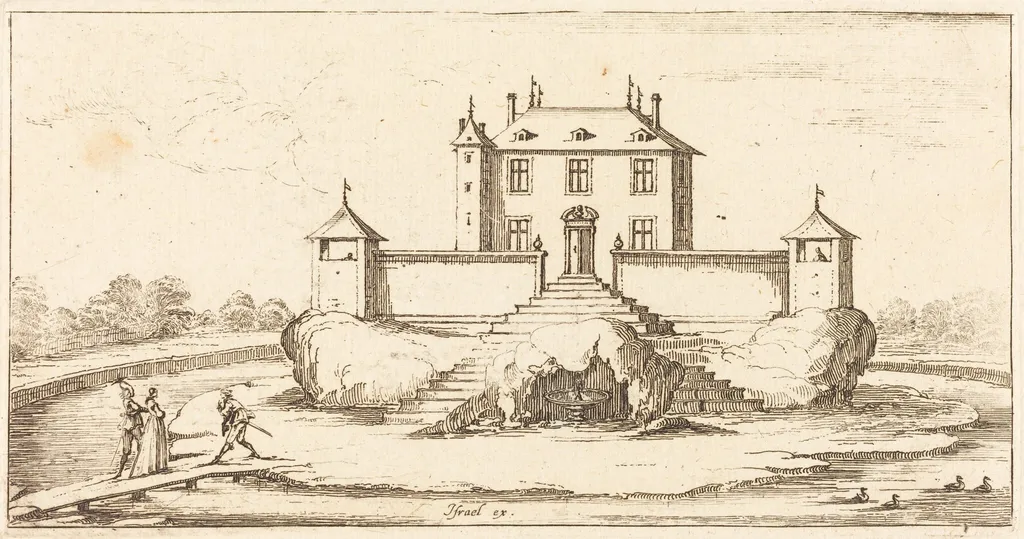 Landscape, by French 17th Century, ink, 1635