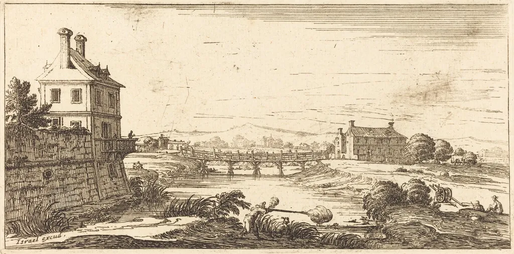 Landscape, by French 17th Century, ink, 1635