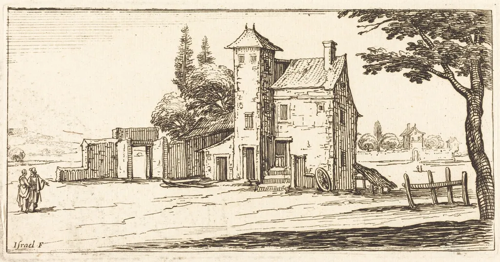 Landscape, by French 17th Century, ink, 1635