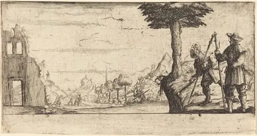 Landscape with Two Pilgrims, by French 17th Century