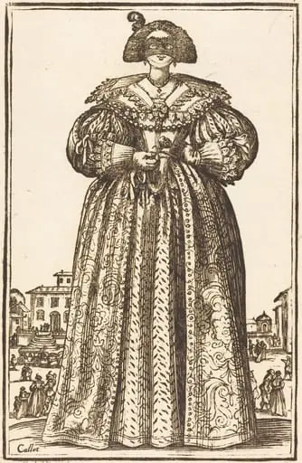 Masked Noble Woman, by French 17th Century
