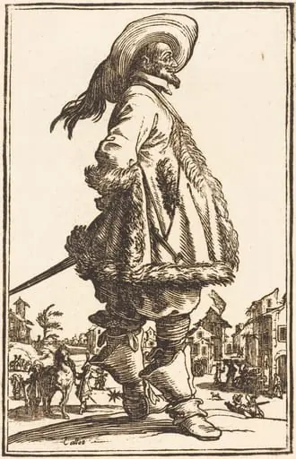 Noble Man with Mantle Trimmed in Fur, Holding his Hands Behind his Back, by French 17th Century