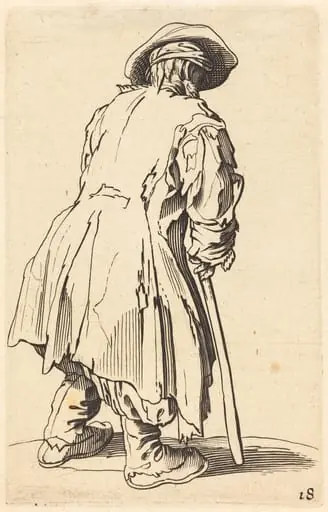Old Beggar with One Crutch, by French 17th Century