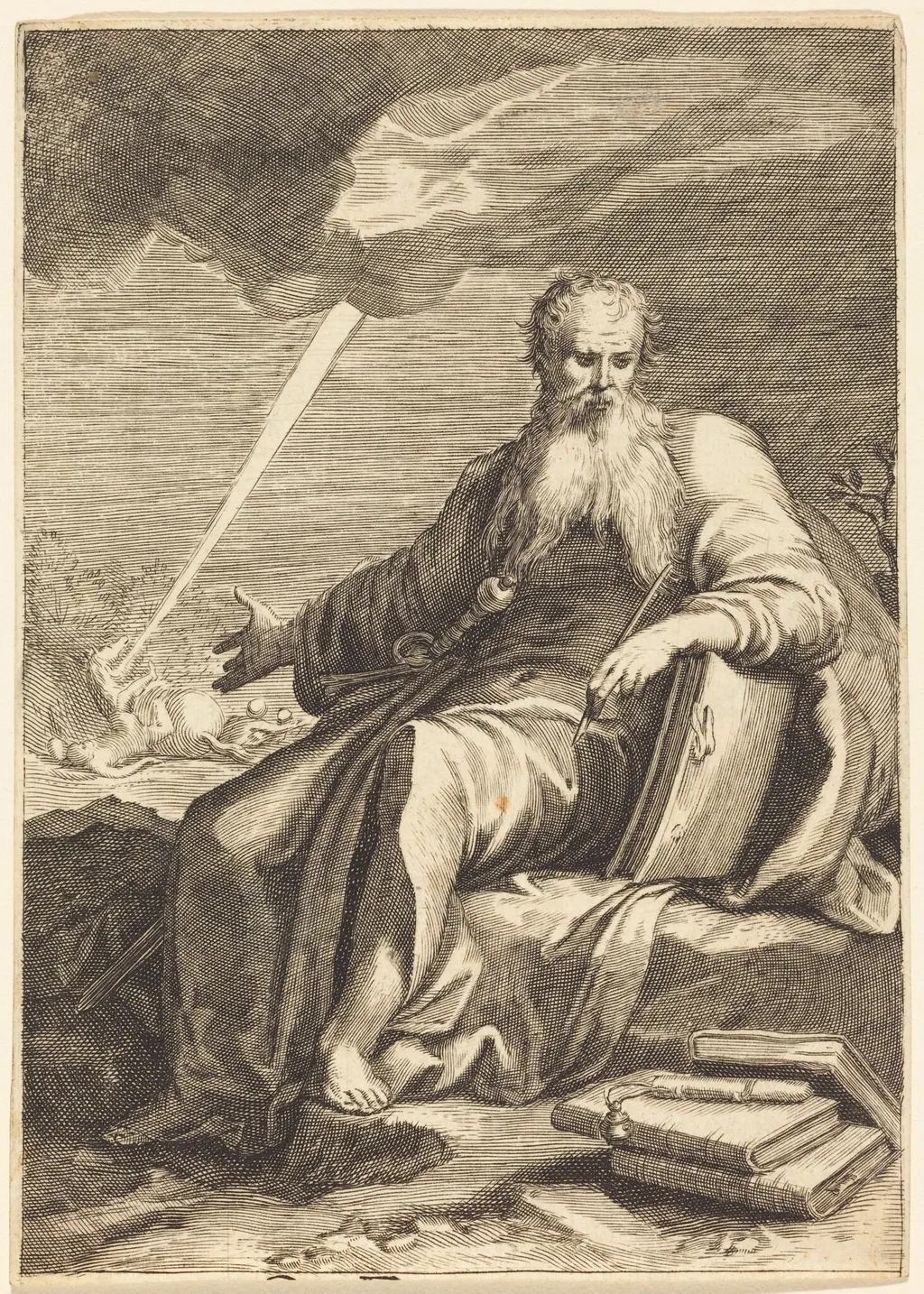 Saint Paul, Seated, by French 17th Century, ink, 1622
