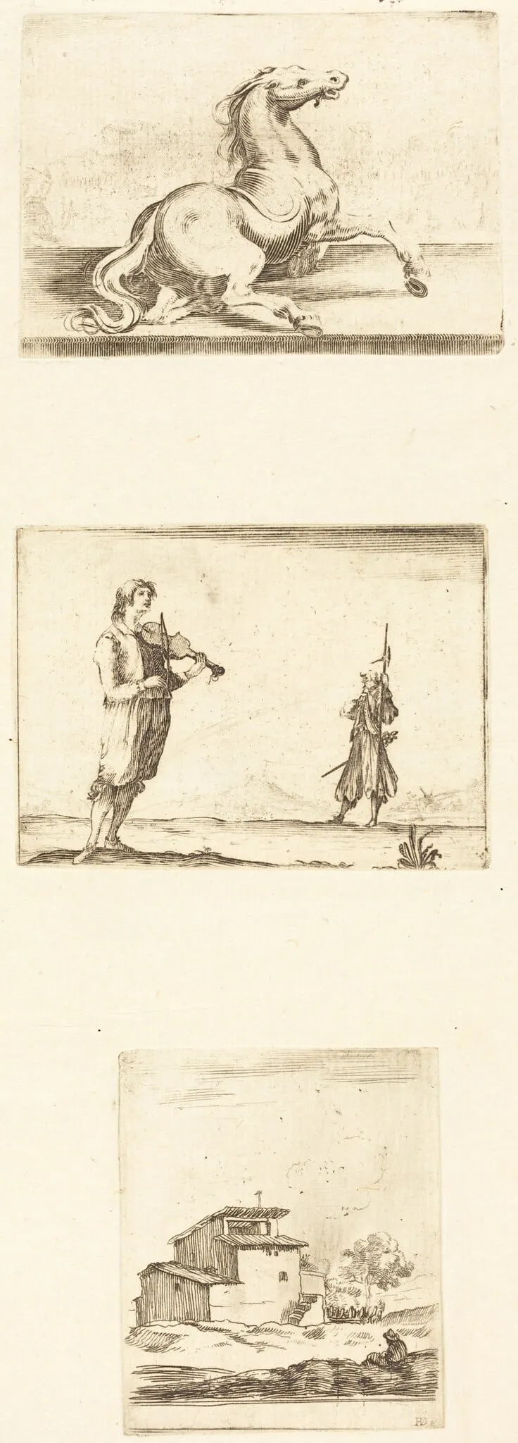 Sheet of Etchings, by French 17th Century, ink, 1601