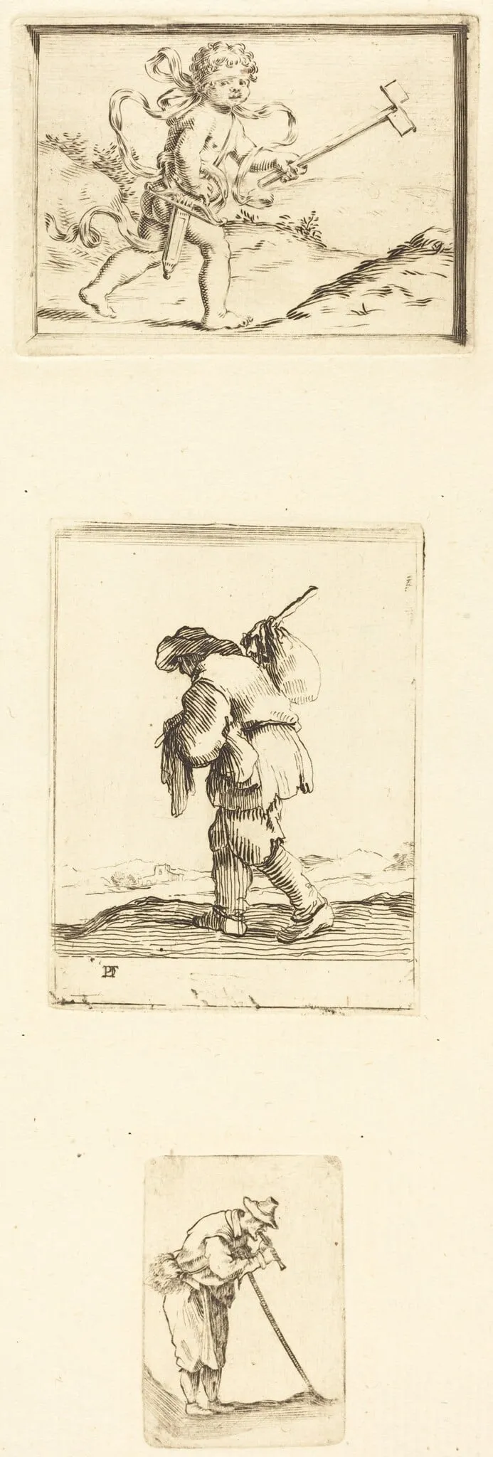 Sheet of Etchings, by French 17th Century, ink, 1601
