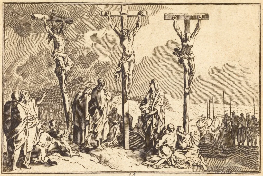 The Virgin, Saint John, and Mary Magdalene at the Foot of the Cross, by French 17th Century, ink, 1650