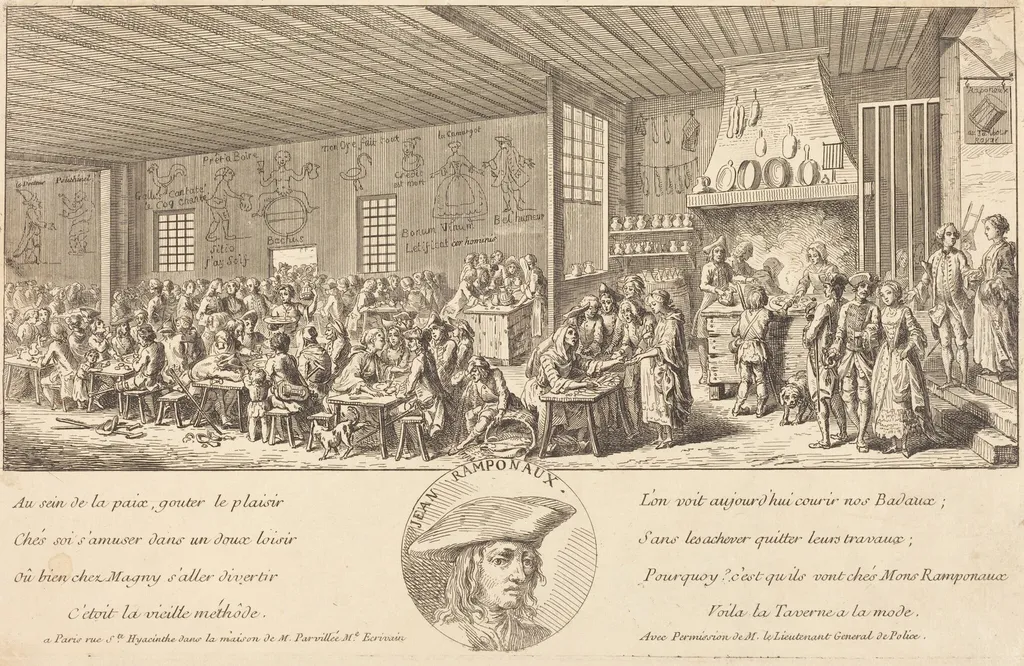 Cabaret of Ramponaux, by French 18th Century, ink, 1760