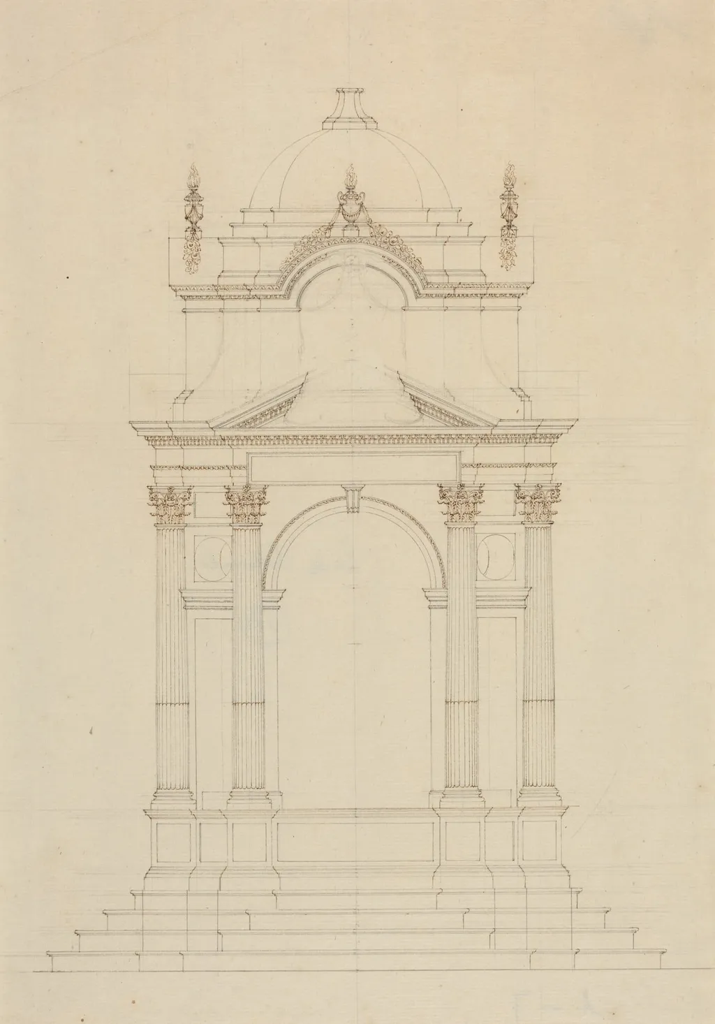 Design for a Baldaquin, by French 18th Century, ink, 1750