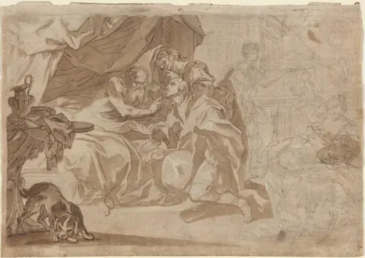Jacob and Rebecca before Isaac [recto], by French 18th Century