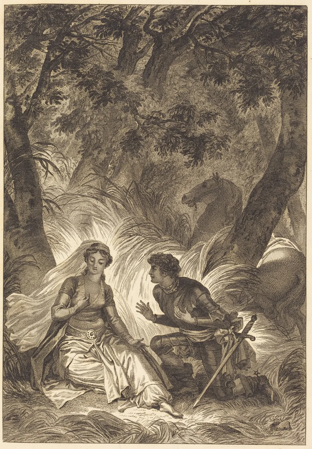 La fiancee du roi de Garbe: La chevalier, by French 18th Century, ink, 1750