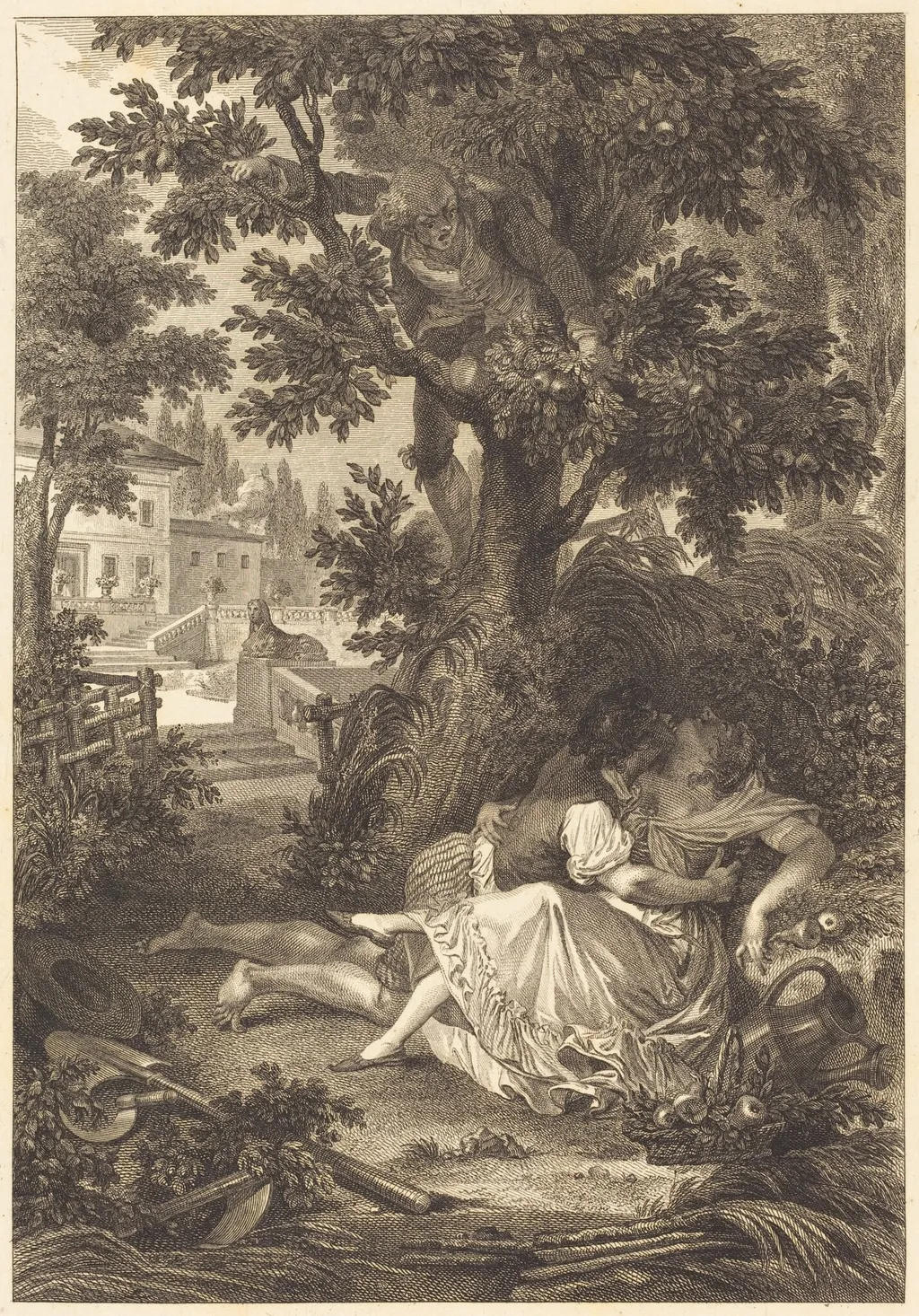 La gageure des trois commeres: Le poirier, by French 18th Century, ink, 1750