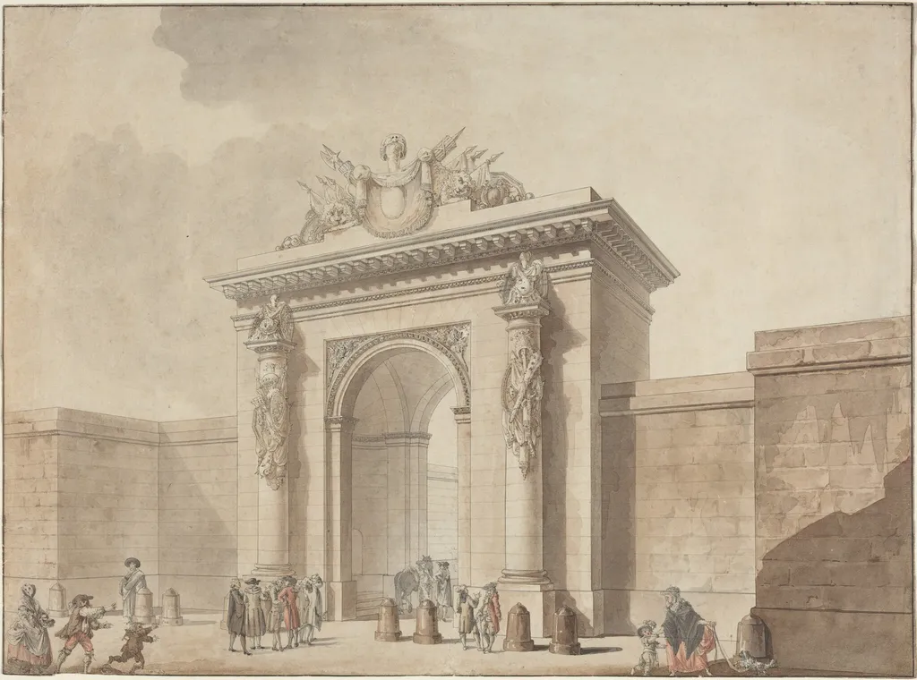 Portal of the Hôtel d'Uzès, rue Montmartre, Paris, by French 18th Century, ink, 1768