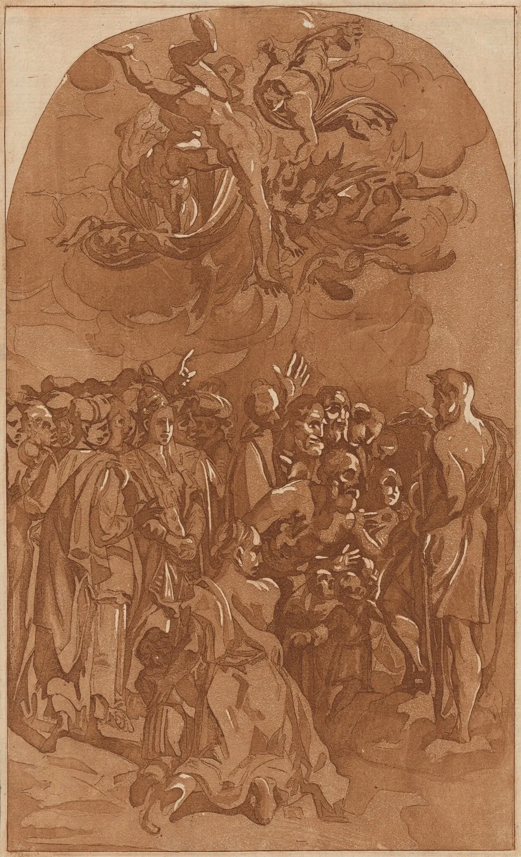 Saint John Preaching, by French 18th Century, ink, 1750
