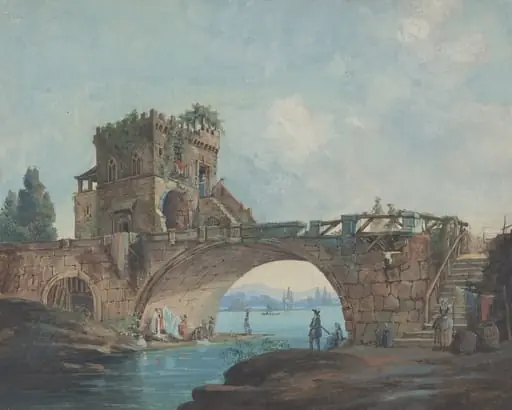 The Ponte Salario with Laundresses, by French 18th Century