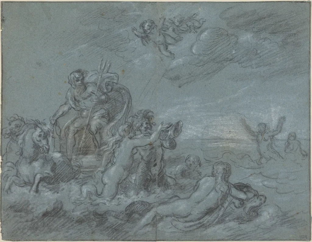 The Triumph of Neptune, by French 18th Century, crayon, 1701
