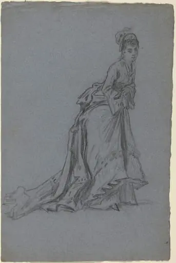 Fashionable Young Woman Stepping Forward, by French 19th Century