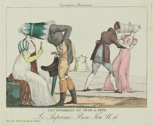 Les Invisibles en tête-à-tête (Tête-à-Tête with Poke Bonnets), by French 19th Century