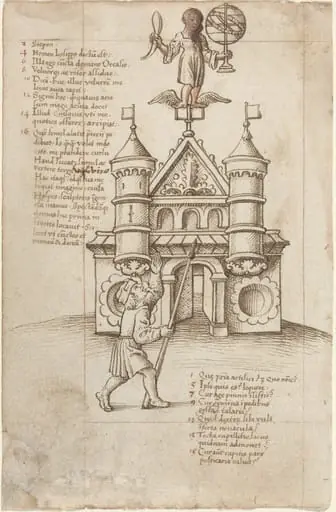 The Statue of Opportunity and the Passer-by [fol. 8 recto], by French early 16th Century
