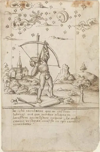 "You Are Shooting at Heaven" [fol. 9 recto], by French early 16th Century, 1514