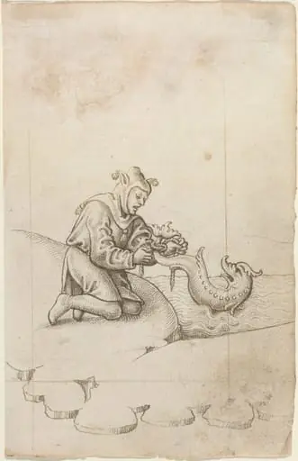 "You Are Tying a Dolphin by the Tail" [fol. 17 recto], by French early 16th Century