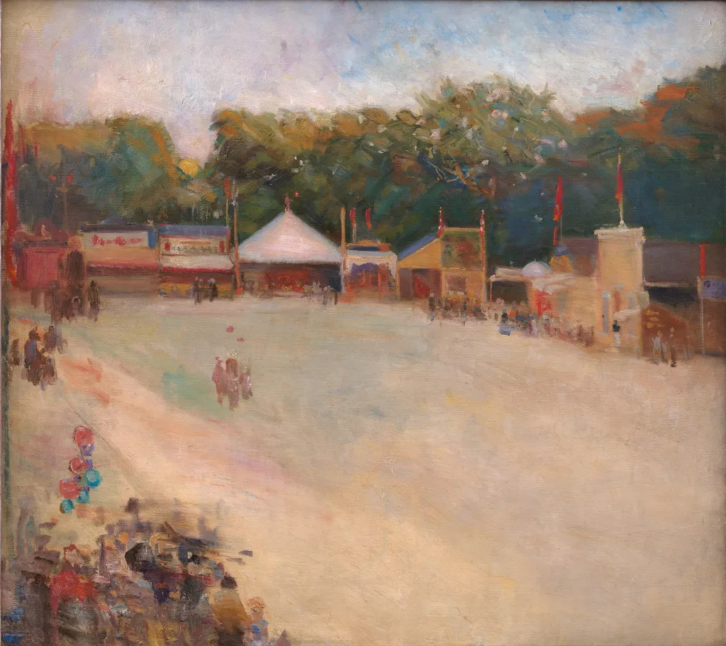 A Summer's Evening at the Fun Fair in the Deer park, North of Copenhagen, by Fridolin Johansen, oil, 1894