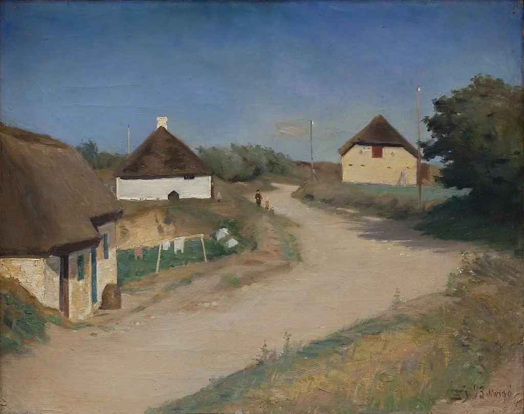 Houses Alongside a Road in Morsø, Jutland, by Fridolin Johansen
