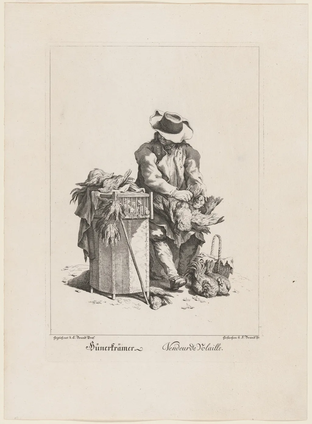 Hünerträmer (Poultry Seller), by Friedrich August Brand, ink, 1775
