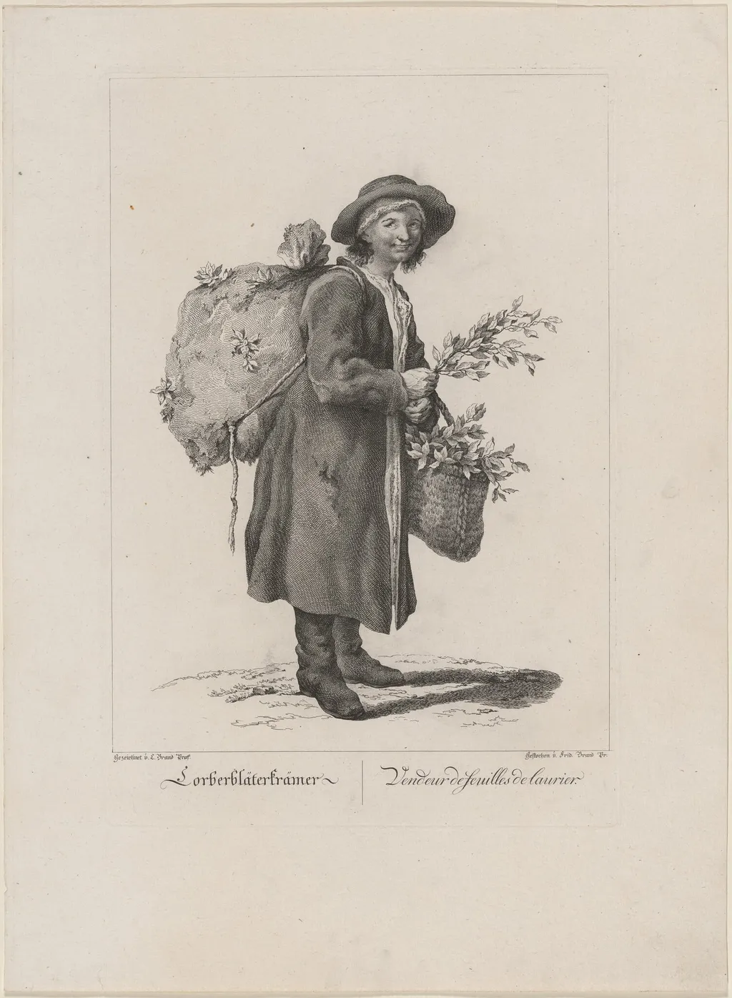 Lorberbläterkrämer (Bay Leaf Seller), by Friedrich August Brand, ink, 1775