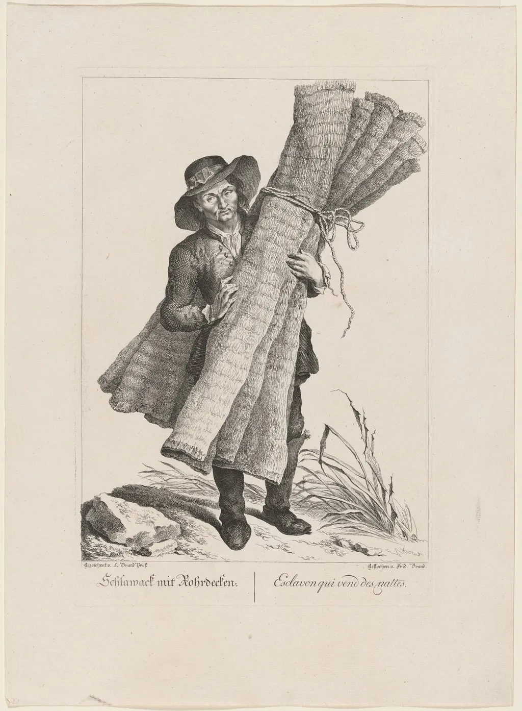 Schlawack mit Fohrdecken (Slavic Mat Seller), by Friedrich August Brand, ink, 1775