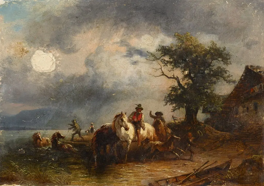 Watering Horses, by Friedrich Gauermann