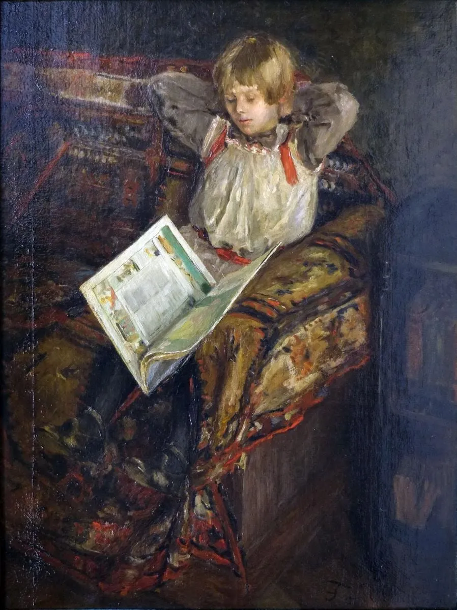 Fetiță citind (Amalia Uhde), by Friedrich Karl Hermann Von Uhde, unspecified