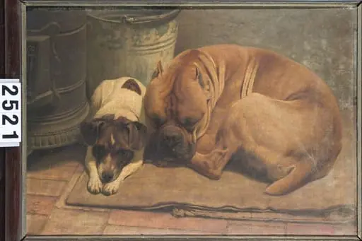 Doi câini într-un interior, by Friedrich Miess