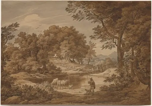 An Italianate Landscape with Shepherds, by Friedrich Preller the Elder