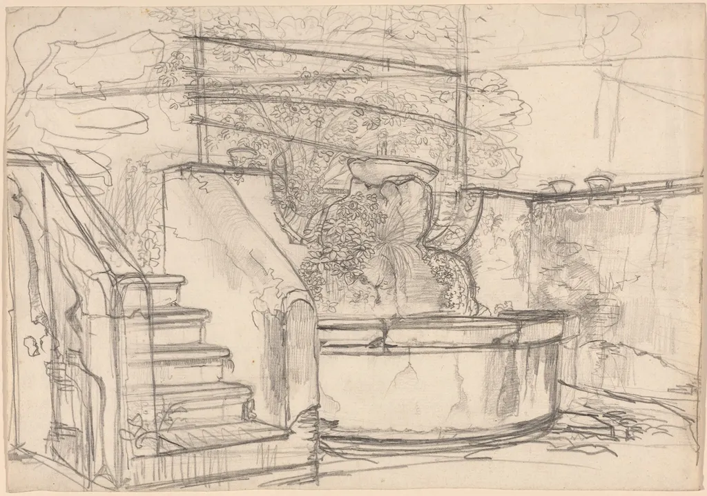 Corner of a Garden Court, by Friedrich Salathé, graphite, 1818