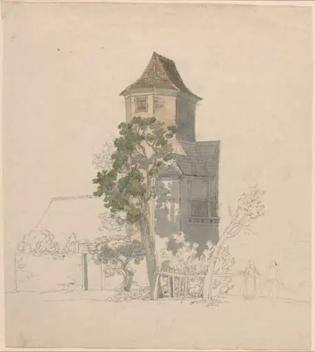 Tower of a Fortified House [recto], by Friedrich Salathé
