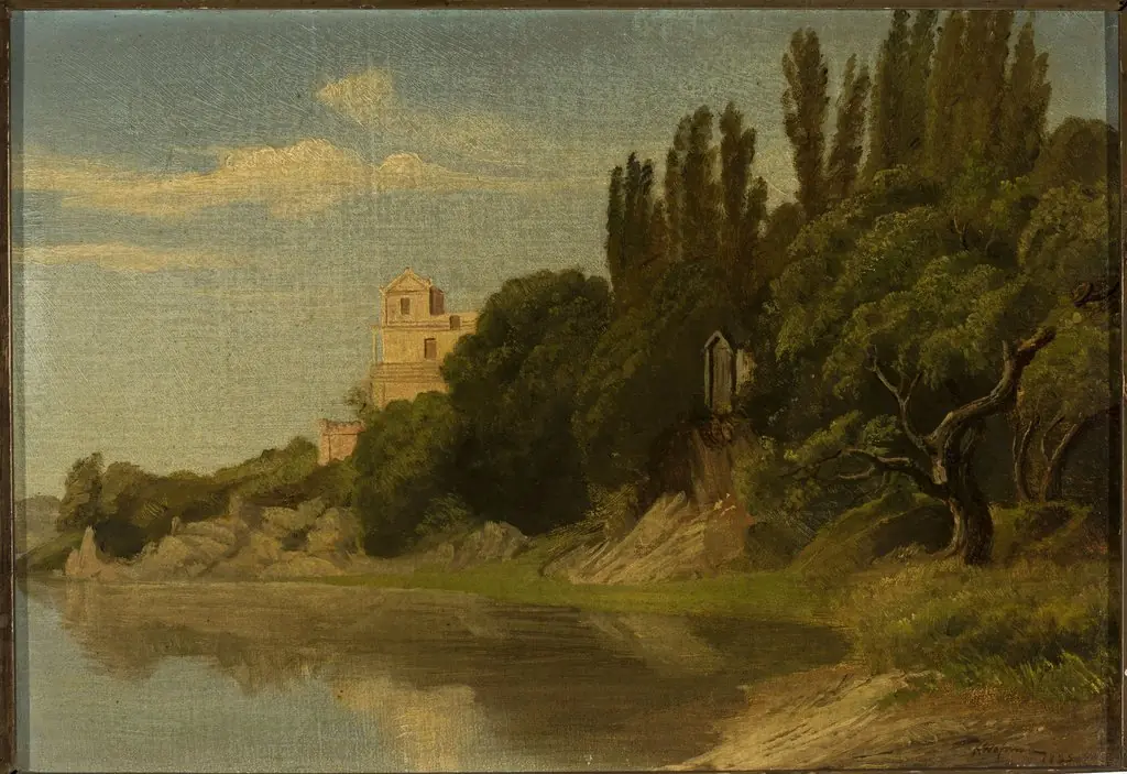 Italian waterside landscape, by Friedrich Wasmann